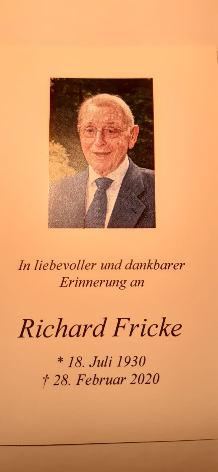 Nachruf Richard Fricke